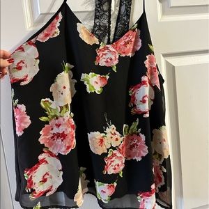 Maurices floral flowy lace back tank XXL